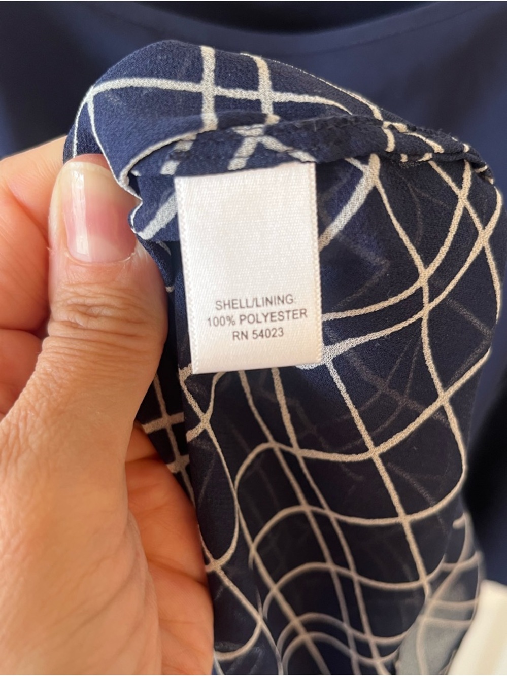 Banana Republic Sheer Navy Grid Print Blouse with Solid Navy Shell | Size Small - Picture 9 of 11